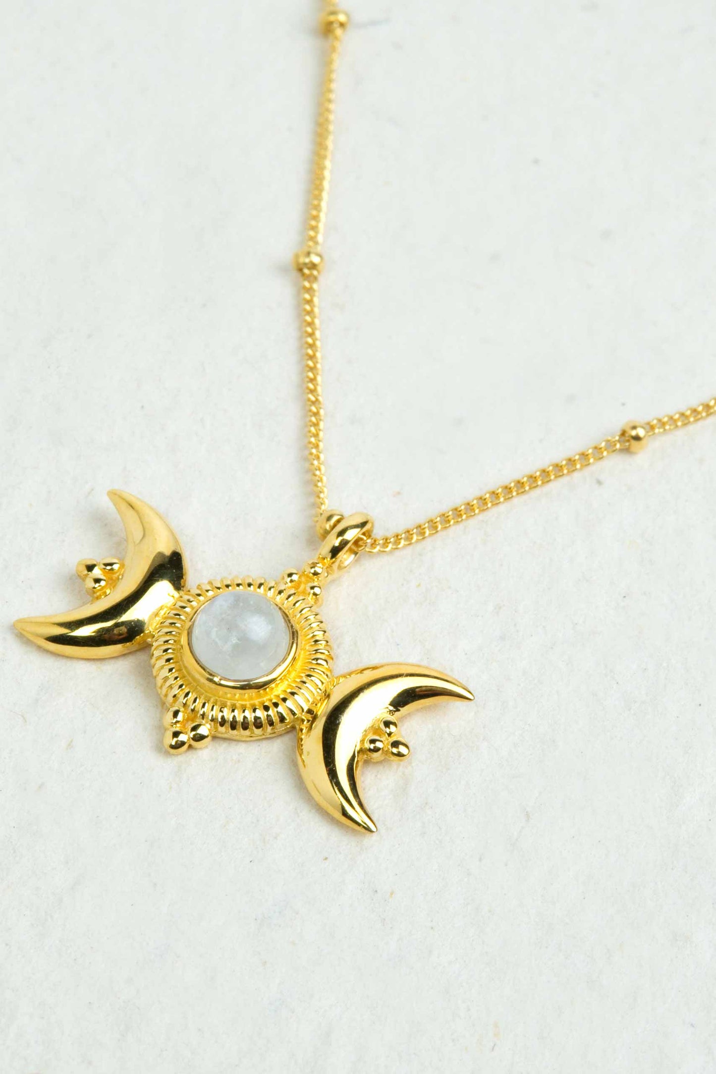 Triple Goddess Moonstone Necklace Mini