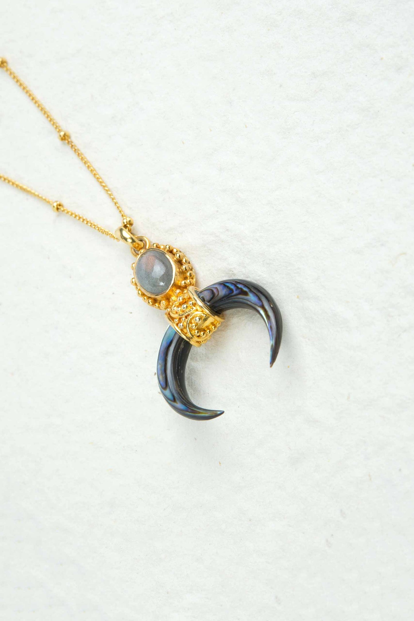 Crescent Tide Abalone & Labradorite Necklace
