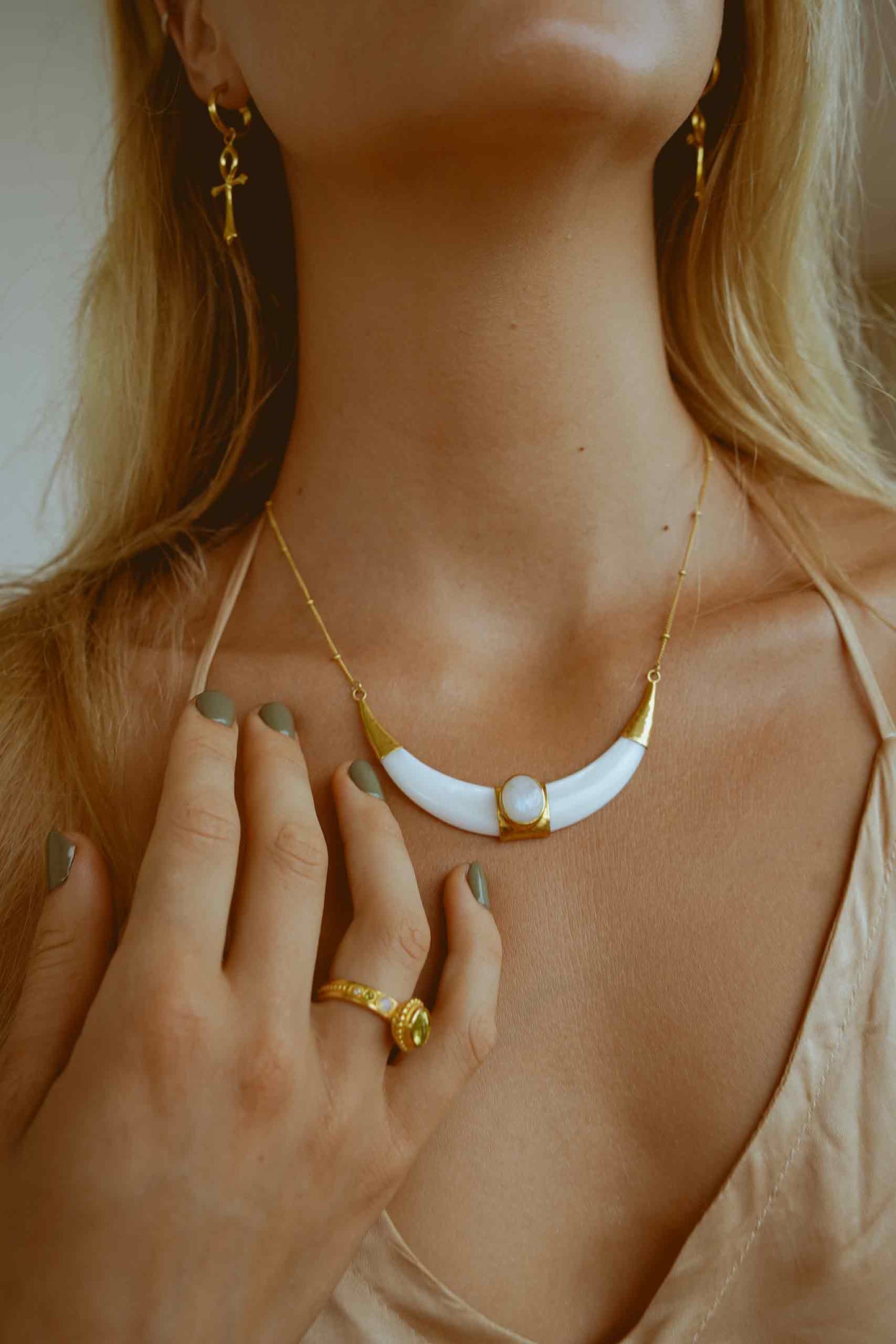 Oshun White Shell Necklace